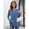 imageATHMILE Long Sleeve Shirts for Women Fall Outfit 2025 Fashion Casual T Shirt Round Neck Basic Loose Tunic TopsBlue