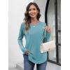 imageATHMILE Long Sleeve Shirts for Women Fall Outfit 2025 Fashion Casual T Shirt Round Neck Basic Loose Tunic TopsBlue Green
