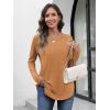 imageATHMILE Long Sleeve Shirts for Women Fall Outfit 2025 Fashion Casual T Shirt Round Neck Basic Loose Tunic TopsBurnt Orange