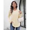 imageATHMILE Long Sleeve Shirts for Women Fall Outfit 2025 Fashion Casual T Shirt Round Neck Basic Loose Tunic TopsCream
