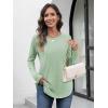 imageATHMILE Long Sleeve Shirts for Women Fall Outfit 2025 Fashion Casual T Shirt Round Neck Basic Loose Tunic TopsGrey Green