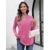 imageATHMILE Long Sleeve Shirts for Women Fall Outfit 2025 Fashion Casual T Shirt Round Neck Basic Loose Tunic TopsHot Pink