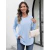 imageATHMILE Long Sleeve Shirts for Women Fall Outfit 2025 Fashion Casual T Shirt Round Neck Basic Loose Tunic TopsIce Blue
