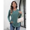 imageATHMILE Long Sleeve Shirts for Women Fall Outfit 2025 Fashion Casual T Shirt Round Neck Basic Loose Tunic TopsPeacock Green
