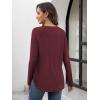 imageATHMILE Long Sleeve Shirts for Women Fall Outfit 2025 Fashion Casual T Shirt Round Neck Basic Loose Tunic TopsWine Red