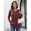 imageATHMILE Long Sleeve Shirts for Women Fall Outfit 2025 Fashion Casual T Shirt Round Neck Basic Loose Tunic TopsWine Red