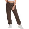 imageATHMILE Sweatpants Women Fleece Pockets Winter Fall Fashion Baggy Lounge Pants JoggersBrown