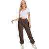 imageATHMILE Sweatpants Women Fleece Pockets Winter Fall Fashion Baggy Lounge Pants JoggersBrown