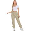 imageATHMILE Sweatpants Women Fleece Pockets Winter Fall Fashion Baggy Lounge Pants JoggersSand