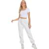 imageATHMILE Sweatpants Women Fleece Pockets Winter Fall Fashion Baggy Lounge Pants JoggersWhite