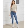 imageATHMILE Womens 2025 Fall Long Sleeve Pullover Ribbed Knit Sweater Low Mock Neck Slim Fit Basic Casual Tee TopsAlmond