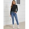 imageATHMILE Womens 2025 Fall Long Sleeve Pullover Ribbed Knit Sweater Low Mock Neck Slim Fit Basic Casual Tee TopsBlack