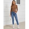 imageATHMILE Womens 2025 Fall Long Sleeve Pullover Ribbed Knit Sweater Low Mock Neck Slim Fit Basic Casual Tee TopsBrown