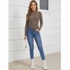 imageATHMILE Womens 2025 Fall Long Sleeve Pullover Ribbed Knit Sweater Low Mock Neck Slim Fit Basic Casual Tee TopsCoffee