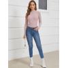 imageATHMILE Womens 2025 Fall Long Sleeve Pullover Ribbed Knit Sweater Low Mock Neck Slim Fit Basic Casual Tee TopsPink