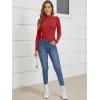 imageATHMILE Womens 2025 Fall Long Sleeve Pullover Ribbed Knit Sweater Low Mock Neck Slim Fit Basic Casual Tee TopsRed