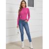 imageATHMILE Womens 2025 Fall Long Sleeve Pullover Ribbed Knit Sweater Low Mock Neck Slim Fit Basic Casual Tee TopsRose Red