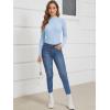 imageATHMILE Womens 2025 Fall Long Sleeve Pullover Ribbed Knit Sweater Low Mock Neck Slim Fit Basic Casual Tee TopsSky Blue