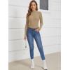imageATHMILE Womens 2025 Fall Long Sleeve Pullover Ribbed Knit Sweater Low Mock Neck Slim Fit Basic Casual Tee TopsToffee
