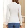 imageATHMILE Womens 2025 Fall Long Sleeve Pullover Ribbed Knit Sweater Low Mock Neck Slim Fit Basic Casual Tee TopsWhite