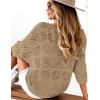 imageATHMILE Womens 2025 Spring Summer Crochet Hollow Out 34 Sleeve Pullover Sweater Off Shoulder TShirtsCamel