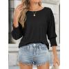 imageATHMILE Womens 34 Sleeve Tops Fall Dressy Casual Blouses for Women 2025 Fashion Cute Crewneck Shirts Work Business TeesBlack
