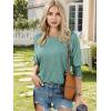 imageATHMILE Womens 34 Sleeve Tops Fall Dressy Casual Blouses for Women 2025 Fashion Cute Crewneck Shirts Work Business TeesBlue Green