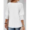 imageATHMILE Womens 34 Sleeve Tops Fall Dressy Casual Blouses for Women 2025 Fashion Cute Crewneck Shirts Work Business TeesWhite
