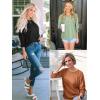 imageATHMILE Womens 34 Sleeve Tops Fall Dressy Casual Blouses for Women 2025 Fashion Cute Crewneck Shirts Work Business TeesWhite