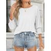 imageATHMILE Womens 34 Sleeve Tops Fall Dressy Casual Blouses for Women 2025 Fashion Cute Crewneck Shirts Work Business TeesWhite