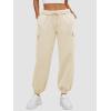 imageATHMILE Womens Cargo Sweatpants Oversized Fleece Joggers Fall Fashion Outfits Y2k Clothes 2024 with PocketsApricot