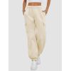 imageATHMILE Womens Cargo Sweatpants Oversized Fleece Joggers Fall Fashion Outfits Y2k Clothes 2024 with PocketsApricot