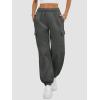 imageATHMILE Womens Cargo Sweatpants Oversized Fleece Joggers Fall Fashion Outfits Y2k Clothes 2024 with PocketsBlackgray