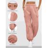 imageATHMILE Womens Cargo Sweatpants Oversized Fleece Joggers Fall Fashion Outfits Y2k Clothes 2024 with PocketsLightpink