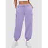 imageATHMILE Womens Cargo Sweatpants Oversized Fleece Joggers Fall Fashion Outfits Y2k Clothes 2024 with PocketsPurple