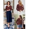 imageATHMILE Womens Fall Tops 2025 Fashion Trendy Pullover Sweater V Neck Long Sleeve Shirt Knit Blouse Clothes OutfitsWine Red