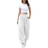 imageATHMILE Womens High Waisted Sweatpants Workout Active Joggers Pants Baggy Lounge BottomsWhite