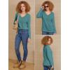 imageATHMILE Womens Long Sleeve V Neck Shirts Basic Tee Casual Top Fall Trendy Tunic Outfits Fitted T ShirtsBlue Green