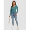 imageATHMILE Womens Long Sleeve V Neck Shirts Basic Tee Casual Top Fall Trendy Tunic Outfits Fitted T ShirtsBlue Green
