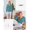 imageATHMILE Womens Long Sleeve V Neck Shirts Basic Tee Casual Top Fall Trendy Tunic Outfits Fitted T ShirtsBlue Green