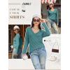imageATHMILE Womens Long Sleeve V Neck Shirts Basic Tee Casual Top Fall Trendy Tunic Outfits Fitted T ShirtsBlue Green