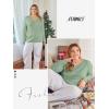 imageATHMILE Womens Long Sleeve V Neck Shirts Basic Tee Casual Top Fall Trendy Tunic Outfits Fitted T ShirtsLight Green