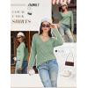 imageATHMILE Womens Long Sleeve V Neck Shirts Basic Tee Casual Top Fall Trendy Tunic Outfits Fitted T ShirtsLight Green