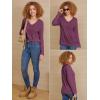 imageATHMILE Womens Long Sleeve V Neck Shirts Basic Tee Casual Top Fall Trendy Tunic Outfits Fitted T ShirtsPurple Red