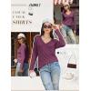 imageATHMILE Womens Long Sleeve V Neck Shirts Basic Tee Casual Top Fall Trendy Tunic Outfits Fitted T ShirtsPurple Red