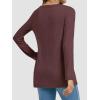 imageATHMILE Womens Long Sleeve V Neck Shirts Basic Tee Casual Top Fall Trendy Tunic Outfits Fitted T ShirtsWine Red