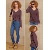imageATHMILE Womens Long Sleeve V Neck Shirts Basic Tee Casual Top Fall Trendy Tunic Outfits Fitted T ShirtsWine Red