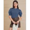 imageATHMILE Womens Puff Short Sleeve Sweater Tops 2025 Spring Summer Fall Trendy Casual T Shirts BlousesAblue