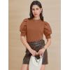 imageATHMILE Womens Puff Short Sleeve Sweater Tops 2025 Spring Summer Fall Trendy Casual T Shirts BlousesAlight Orange