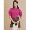 imageATHMILE Womens Puff Short Sleeve Sweater Tops 2025 Spring Summer Fall Trendy Casual T Shirts BlousesAlight Pink